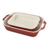 Stoneware, 2-pc, Rectangular Baking Dish Set, Rustic Red, small 2