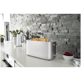 Toaster mit Brötchenaufsatz, 2 Schlitze lang, Silber