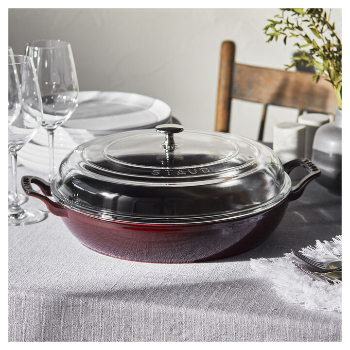 Cast Iron, 3.5 qt, Braiser With Glass Lid, Grenadine, large 3