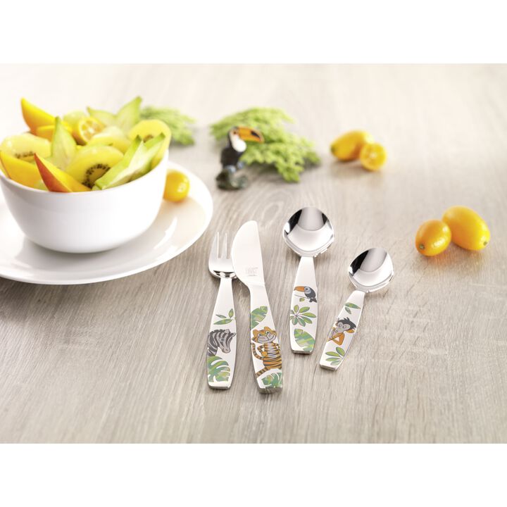 Jungle, 4 Piece, Children's flatware set, mixed Colours, large 3