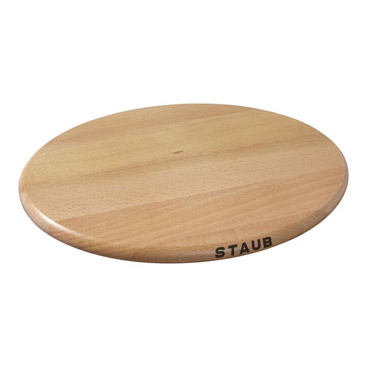 Cast Iron - Accessories, 11.25 inch, Oval, Magnetic Wood Trivet, Brown, large 1