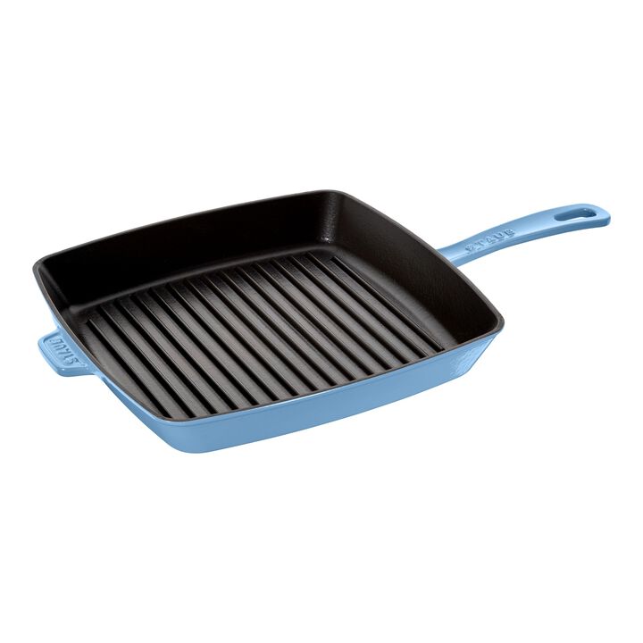 Grill Pans, 26 cm cast iron square American grill, ice-blue, large 1