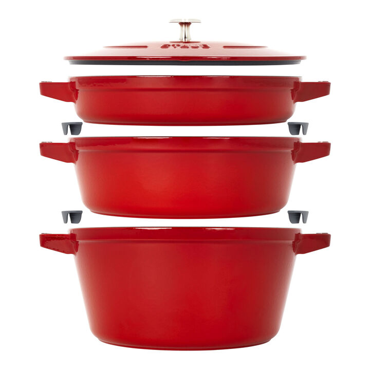 Cast Iron, 4-pc Stackable Cookware Set, Cherry, Cast Iron , large 1