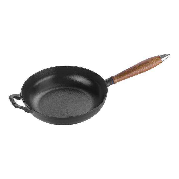 Pans, 24 cm Cast iron Frying pan with wooden handle black, large 1