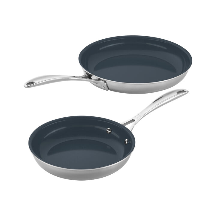 Clad CFX, 2-pc, Stainless Steel, Ceramic Coating, Non-stick, Frying Pan Set, No-Color, large 1