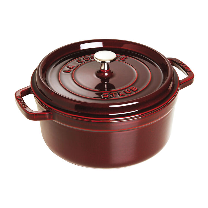 Cast Iron, 5.5 qt, Round, Dutch Oven, Grenadine, large 1