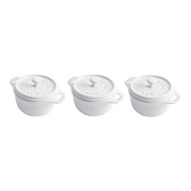 3-pc, Mini Round Dutch Oven Set, White