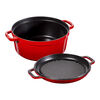 Braisers, 6 l cast iron round Braise + grill, cherry, small 3