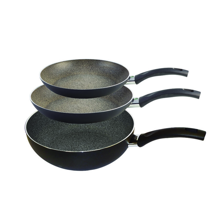 Bologna Granitium, 3 Piece aluminum Fry pan set, large 1