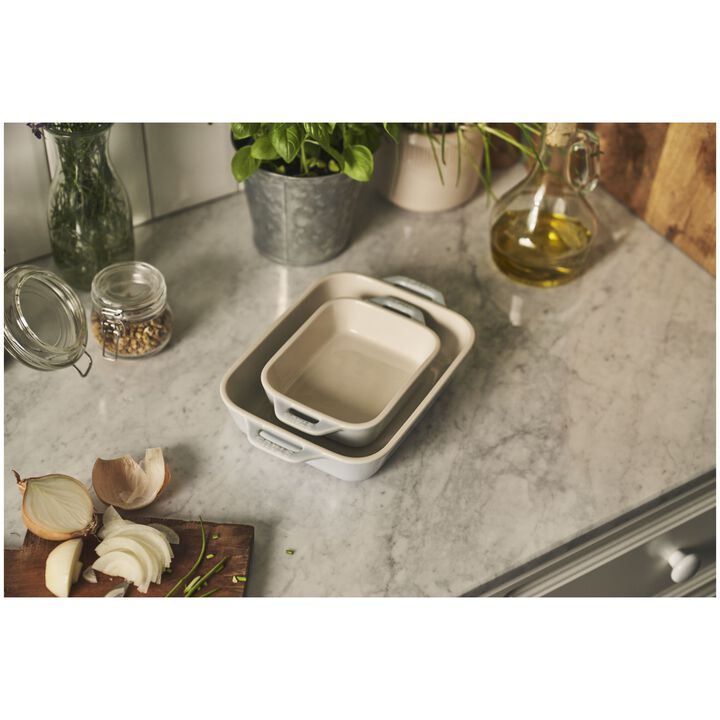 Stoneware, 2-pc, Rectangular Baking Dish Set Macaron, Light Blue, large 4