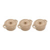 Stoneware, 3-pc, Mini Round Dutch Oven Set, Sesame, small 1