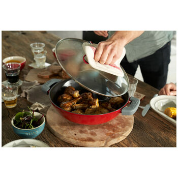 Wok Tava Cam Kapaklı | d&ouml;k&uuml;m demir | Kiraz | 30 cm,,large 10