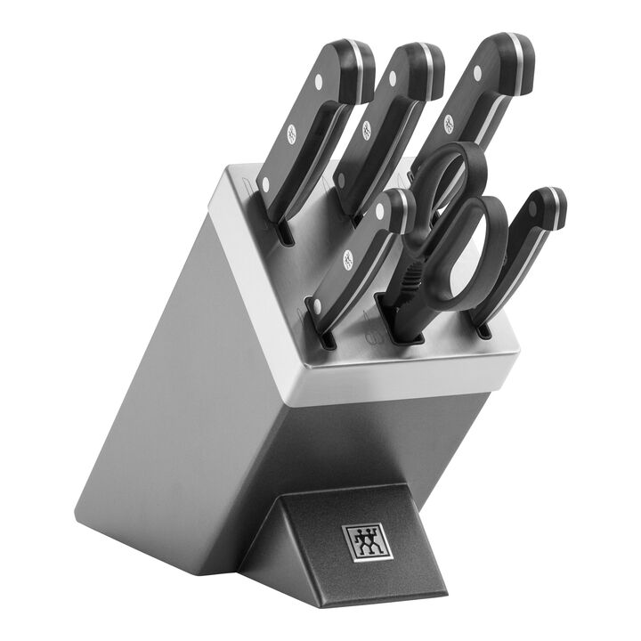 Gourmet, 7-tlg, Selbstschärfender Messerblock, Grau, large 1