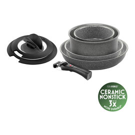 Set padelle con coperchi, 7-pz., alluminio, Rivestimento antiaderente senza PFAS