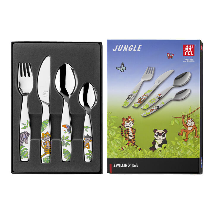 Jungle, 4 Piece, Children's flatware set, mixed Colours, large 2