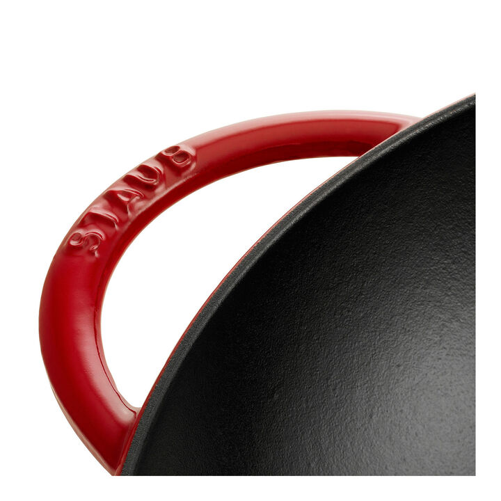 Specialities, Wok mit Glasdeckel 37 cm, rund, Kirsch-Rot, Gusseisen, large 3