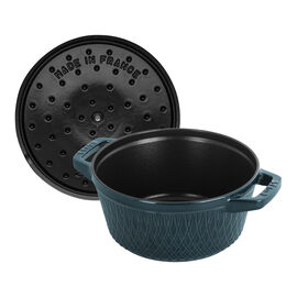 Cocotte twister 24 cm, Rond(e), La Mer, Fonte