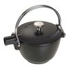 Cast Iron, 1 qt, Round, Tea Kettle, Matte Black, small 1