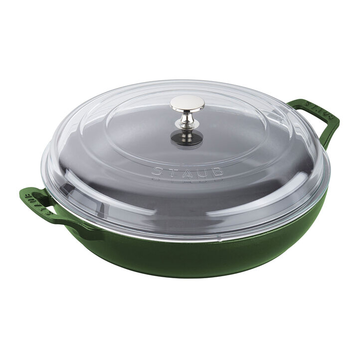Cast Iron, 3.5 qt, Braiser With Glass Lid, Basil, large 1