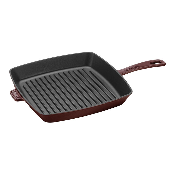 Cast Iron, 12-inch, Cast Iron, Square, Grill Pan, Grenadine, large 1