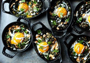 Kale Shakshuka With Garlic, Feta, and Lemon