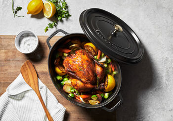 Roast Chicken with Potatoes and Brussels Sprouts