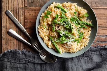 OVEN-BAKED RISOTTO WITH LEMON, ASPARAGUS, AND EGG YOLK