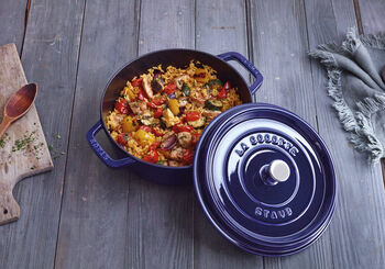 Vegetable pilaf with saffron and chicken breasts